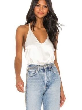 ALIX NYC Bassett Ivory Silk Bodysuit | Silk Camisole | Size S